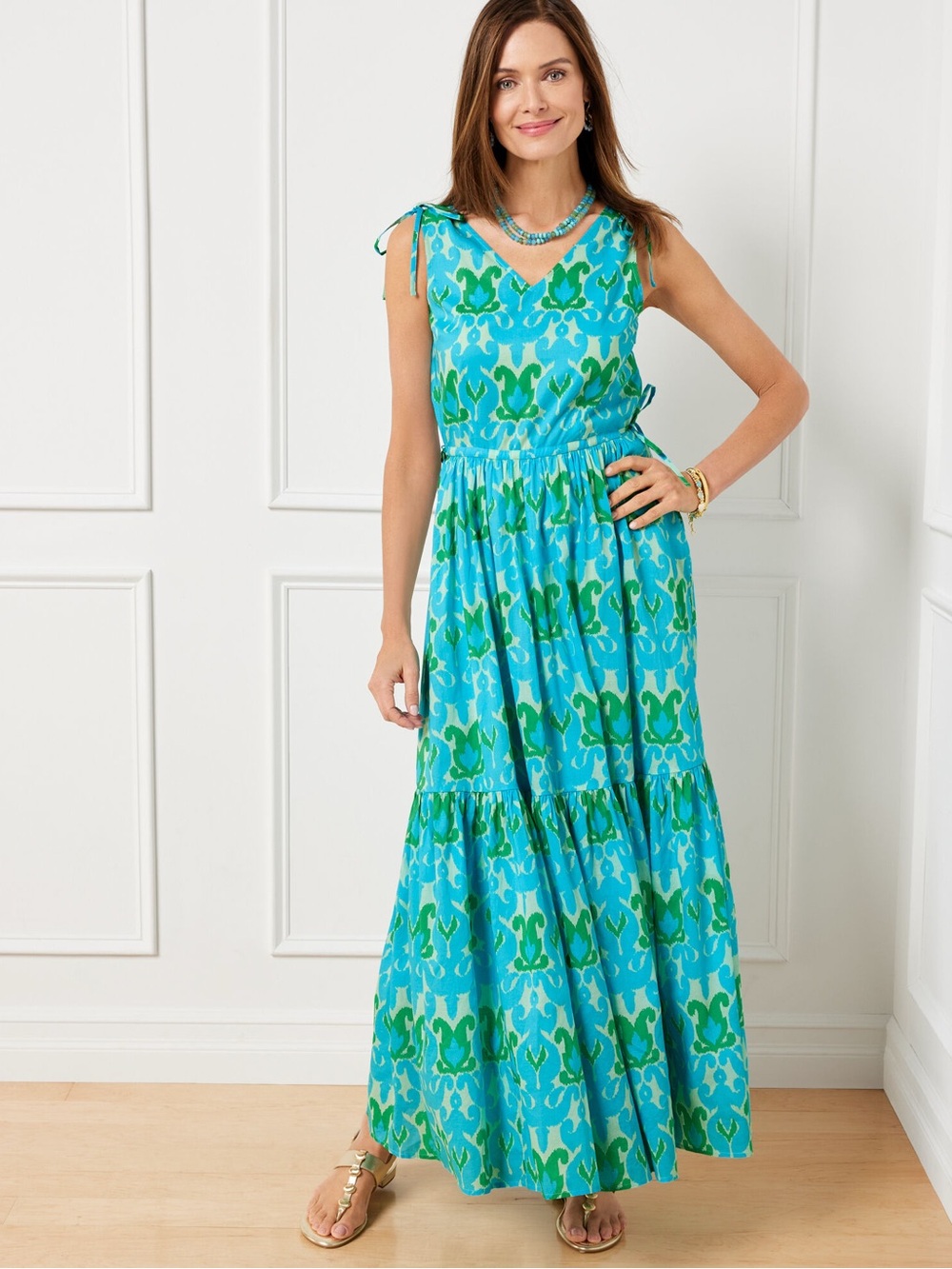 Talbots Ikat Medallion Maxi Dress Beach Resort Euro Summer Vacation 12